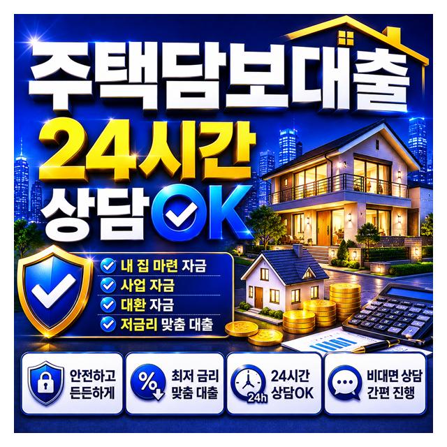 주택담보대출 안전하고 든든하게 24시간 상담가능합니다
